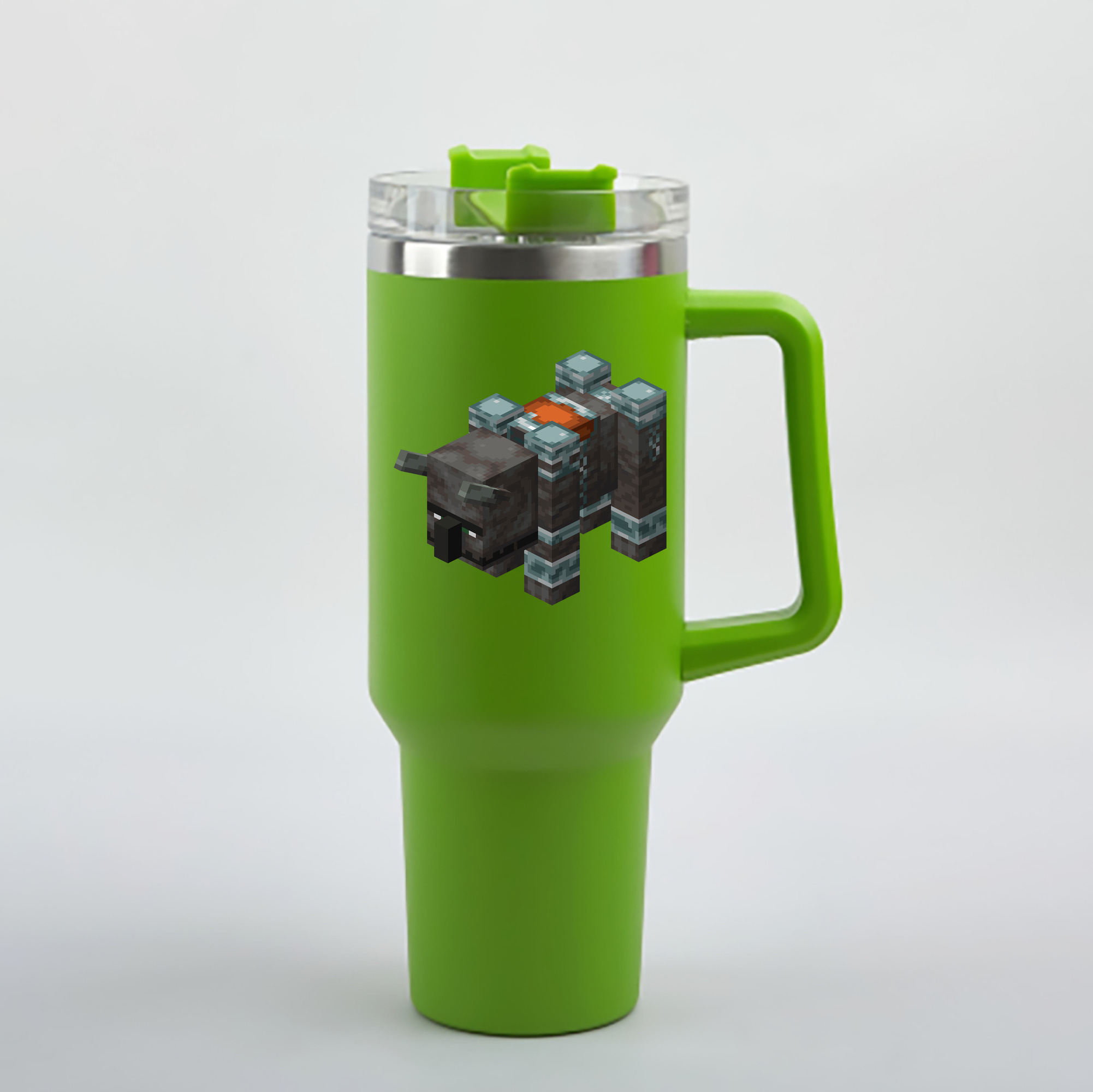 （画像用） マインクラフト ブロックの世界 Minecraft MC Block world 1200mL車用タンブラー - クリスタルステッカー（プラスチックストロー付き）